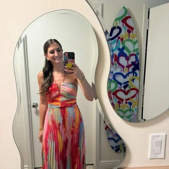 Xscape Colorful Pleated Maxi Dress - Picture 3 of 5